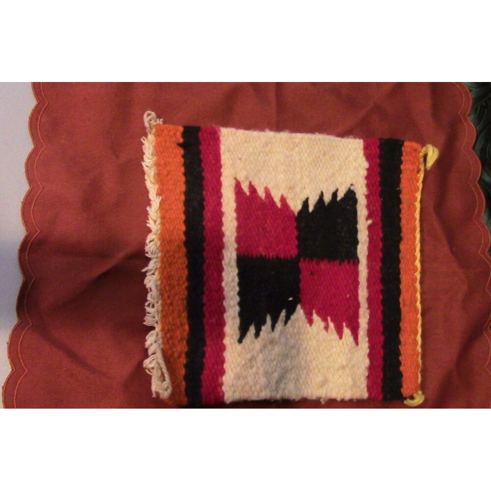 Antique Navajo Rug Native American Indian VTG Weaving 4.5 x 3.5 Textile